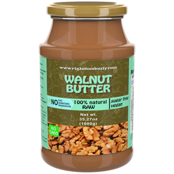 Nussbaum Nussbutter RAW 1kg | Eine Zutat | Kaltgepresst Gesunde Verbreitung | Frei von Zucker Veganes Protein | 100% Natürlich (Walnuss 1 kg)